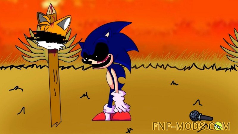 мод Friday Night Funkin': Vs. Sonic.Exe на ПК – кат-сцена с Соником екзе
