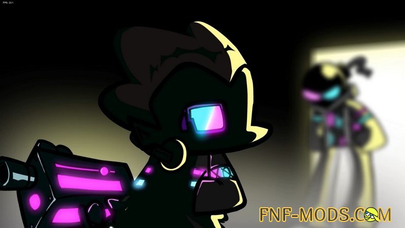 мод Friday Night Funkin Neo mod 3.0 на ПК – катсцена с Уитти и Пико